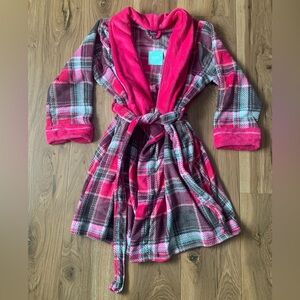 Ulta Beauty Pink Plaid Plush Soft Cozy Thigh Length Robe With Pockets  Size L/XL